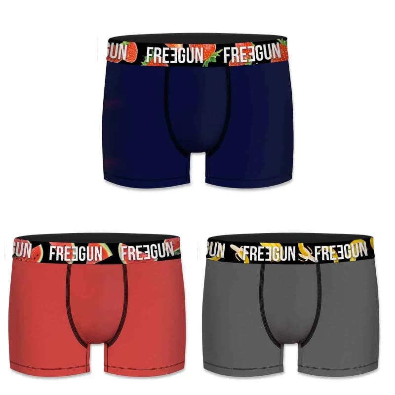 Freegun - Lot de 3 Boxers Homme en Coton Bio XXL Orange