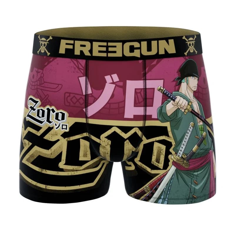 Freegun - Boxer Garçon Microfibre One Piece "Roronoa Zoro" 12-14 ans Violet