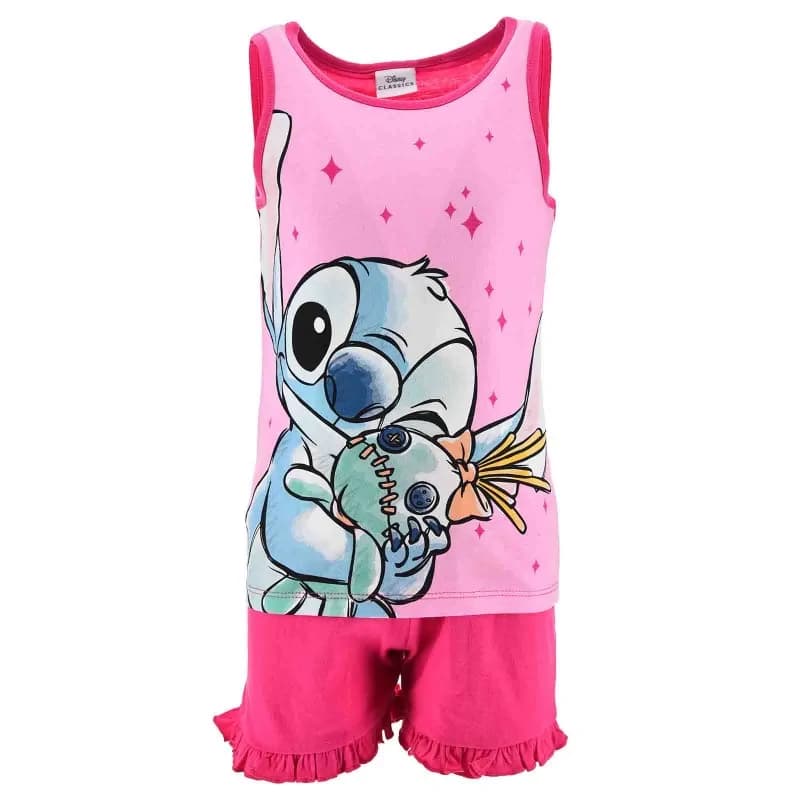 French Market - Pyjama Court Débardeur Fille Coton "Lilo & Stitch" 8 ans Fushia