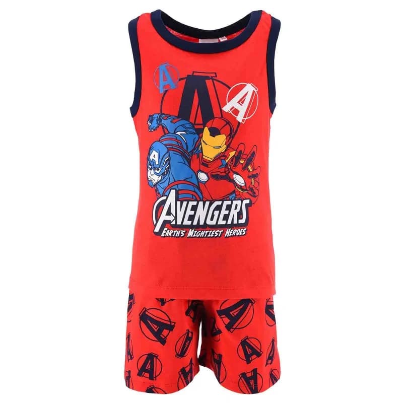 French Market - Pyjama Court Débardeur Garçon Coton "Avengers" Rouge 8 ans