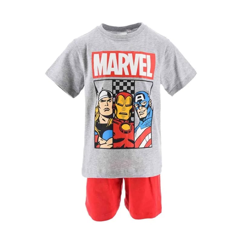 French Market - Pyjama Court Garçon Coton "Avengers" 10 ans Gris / Rouge