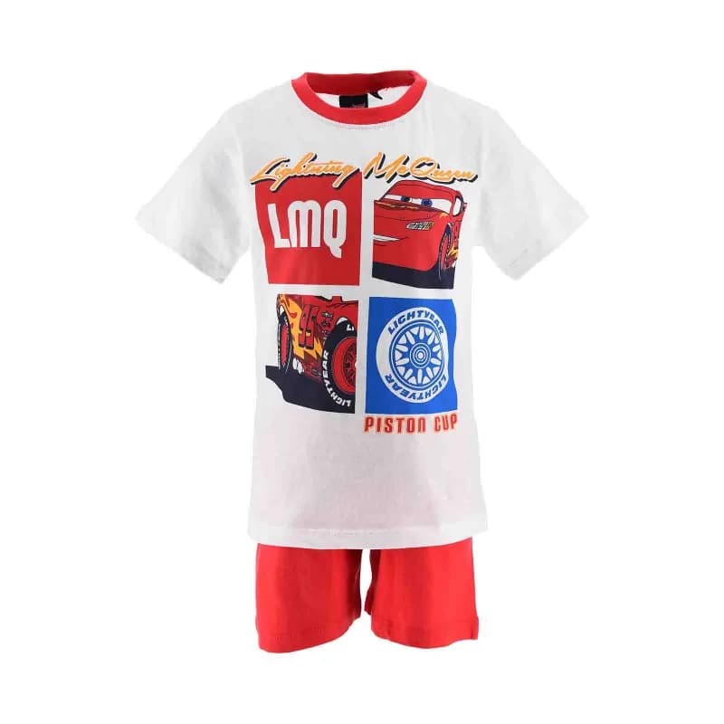 French Market - Pyjama Court Garçon Coton "Cars" 3 ans Rouge / Blanc