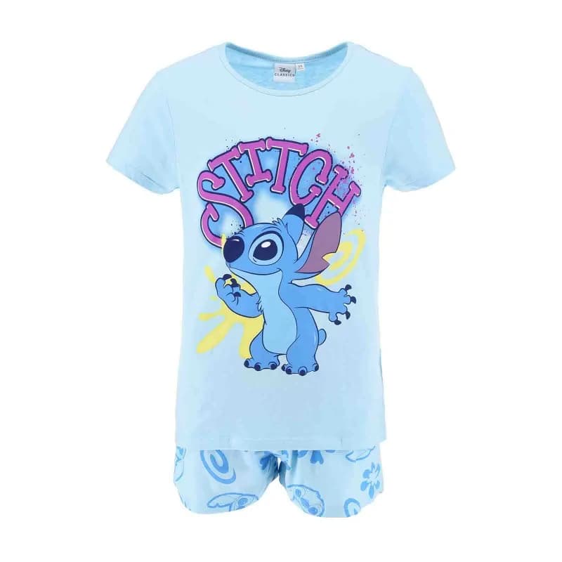 French Market - Pyjama Court Fille Coton "Lilo & Stitch" Rebel Girl Violet 10 ans