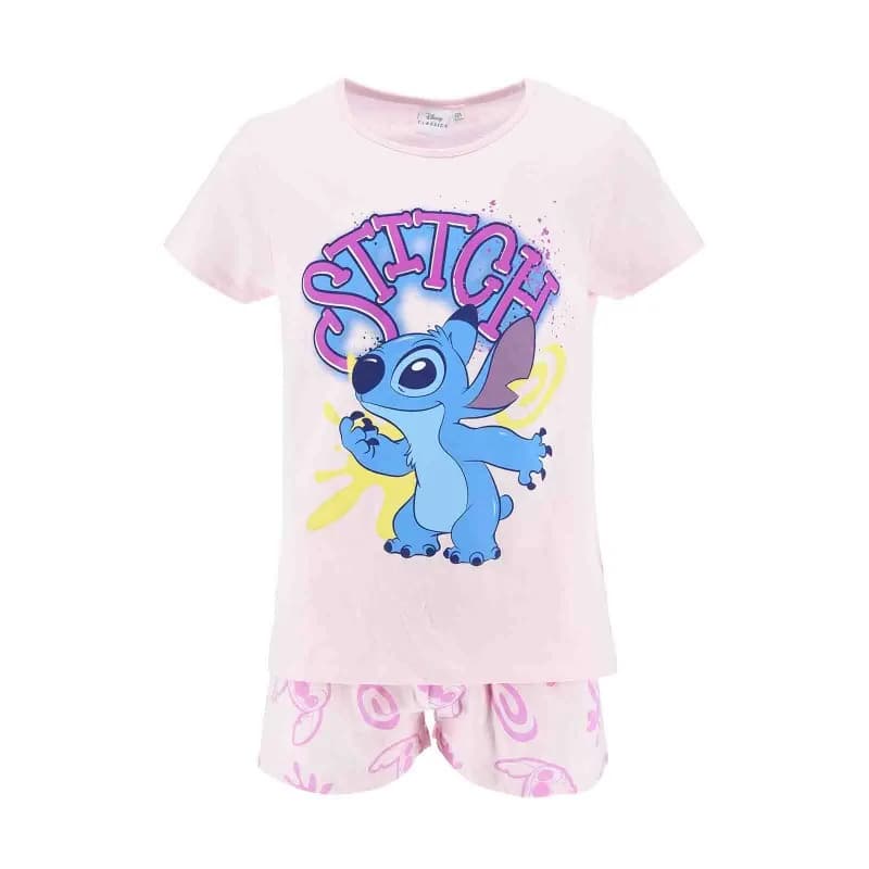 French Market - Pyjama Court Fille Coton "Lilo & Stitch" Rebel Girl Rose 10 ans
