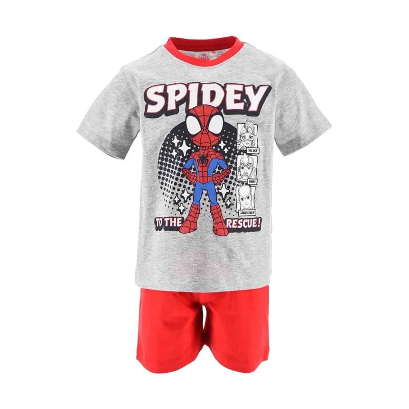 French Market - Pyjama Court Garçon Coton Spidey "Happy To Be Sporty" Gris 4 ans