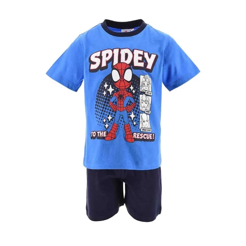 French Market - Pyjama Court Garçon Coton Spidey "Happy To Be Sporty" Bleu 5 ans