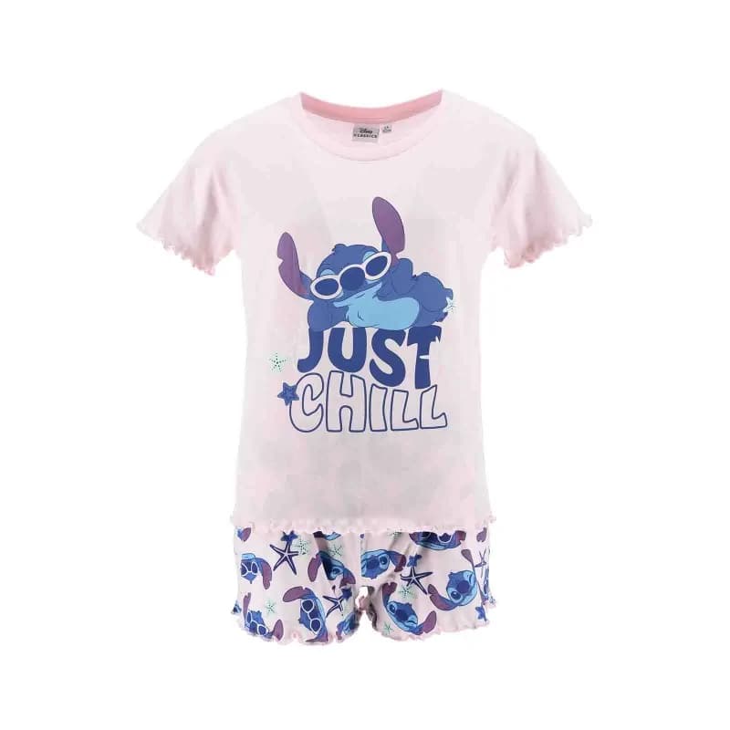French Market - Pyjama Court Fille Coton "Lilo & Stitch" Surf Club Rose 10 ans