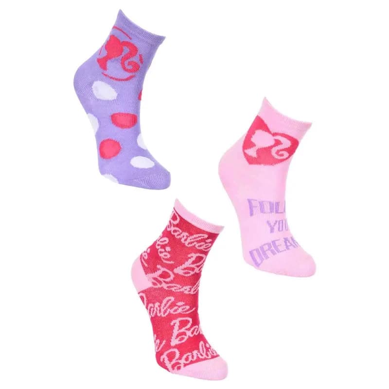 French Market - Lot de 3 Paires de Chaussettes Fille "Barbie" Violet 27-30