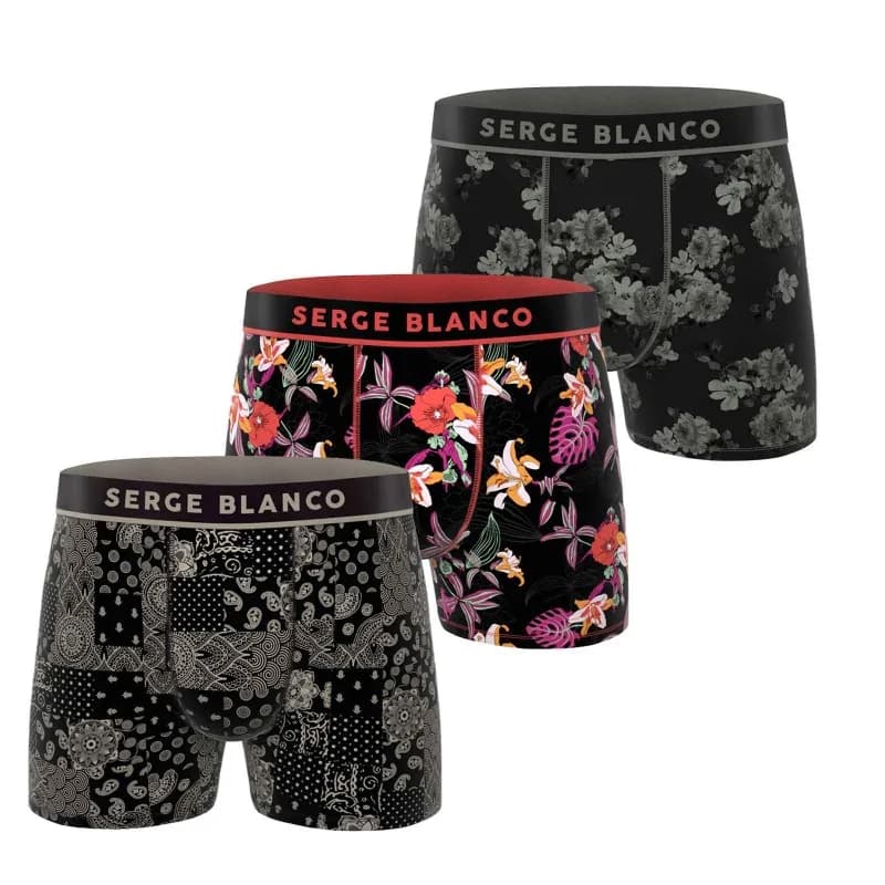 Serge Blanco - Lot de 3 Boxers Homme Microfibre M Multicouleur