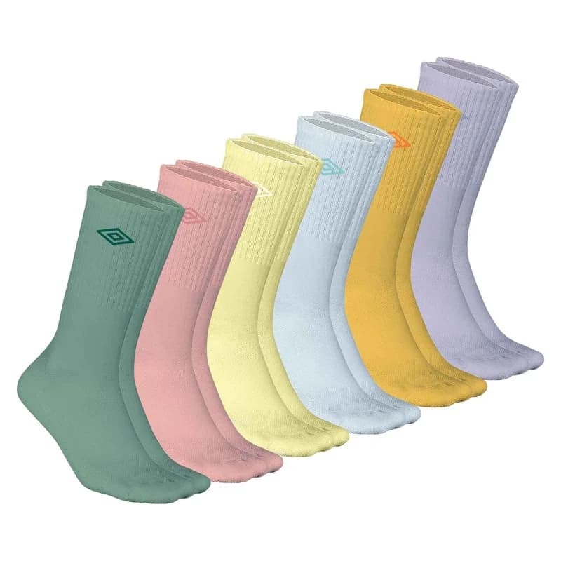 Umbro - Lot de 6 paires de Chaussettes Hautes Crew "Pastel" 39-42 Multicouleur