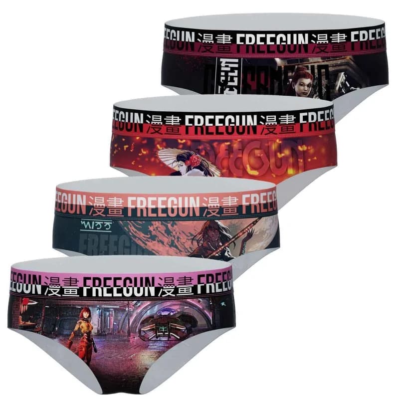 Freegun - Lot de 4 Boxers-Culottes Femme en Microfibre XL Rouge