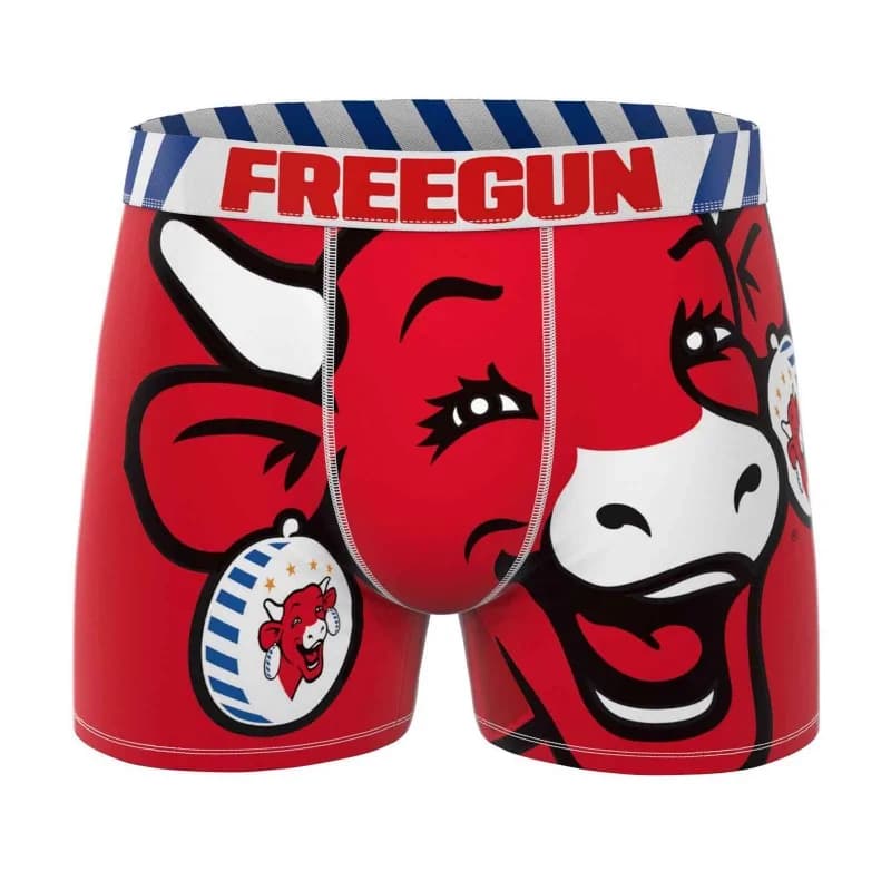 Freegun - Boxer Homme Coton "La Vache qui rit" M Rouge
