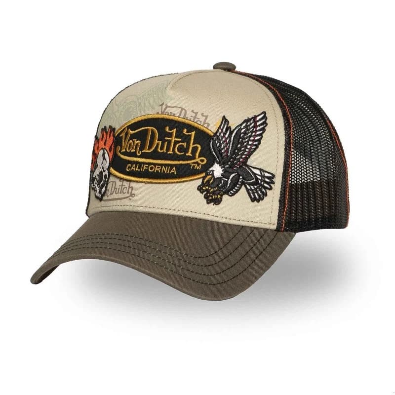 Von Dutch - Casquette Trucker "Patches Skull" Kaki Taille Unique