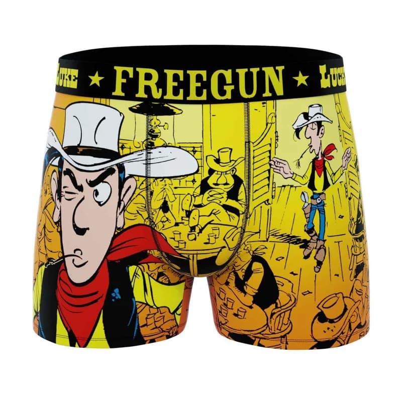 Freegun - Boxer Homme Microfibre "Lucky Luke" L Jaune