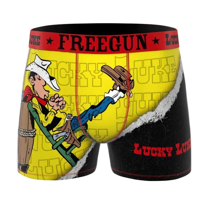 Freegun - Boxer Homme Microfibre "Lucky Luke" XL Jaune et Noir