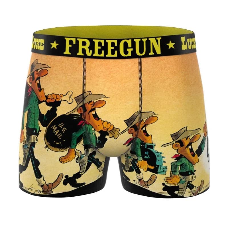 Freegun - Boxer Homme Microfibre "Lucky Luke" S Orange Brulé