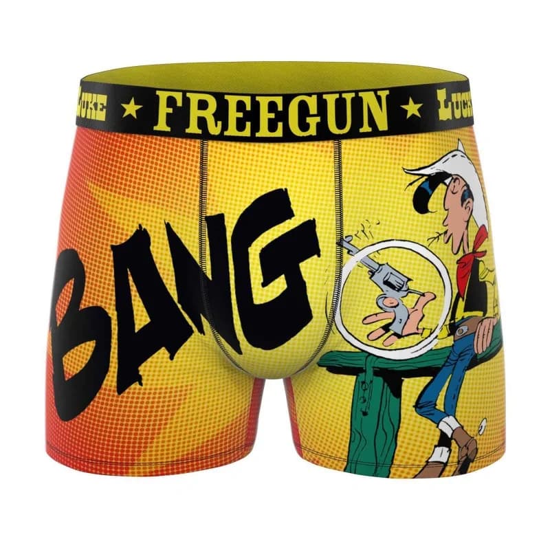 Freegun - Boxer Homme Microfibre "Lucky Luke" M Orange