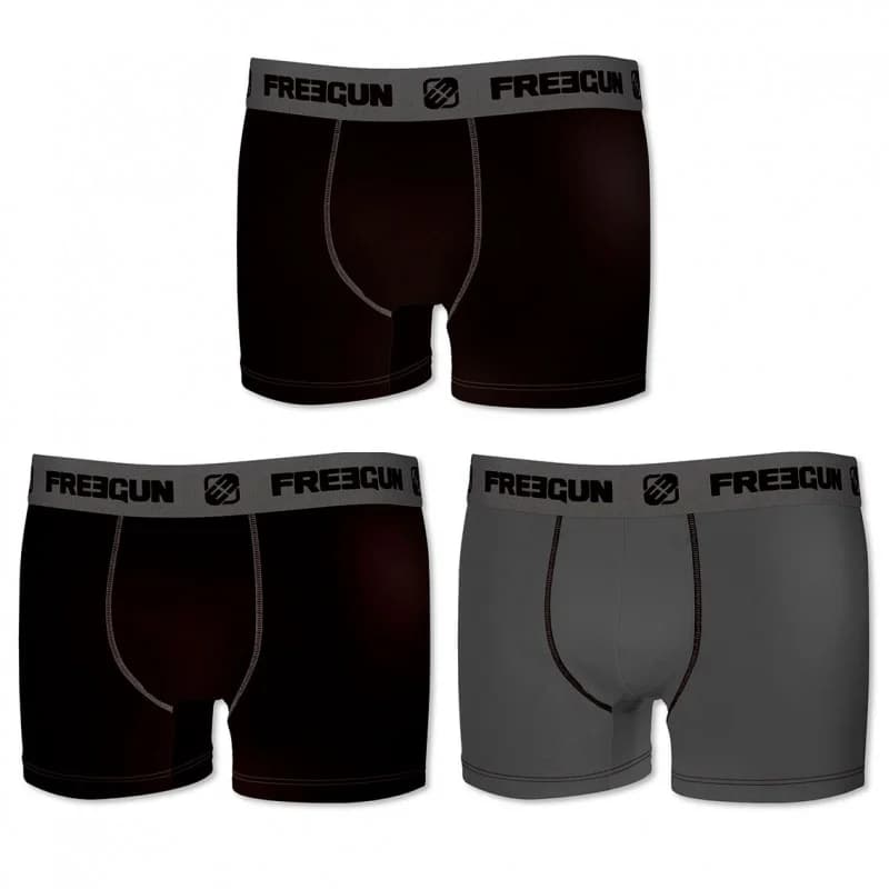 Freegun - Lot de 3 Boxers Coton Homme L Gris