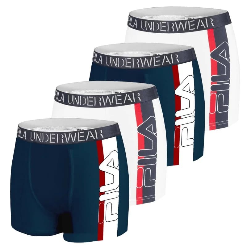 Fila - Lot de 4 Boxers Homme Coton "Big Logo" S Multicouleur
