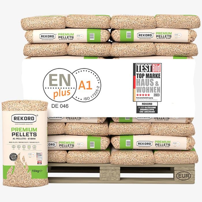 REKORD Premium Holzpellets 6mm ENplusA1, 66 x 15kg Palette-Neu