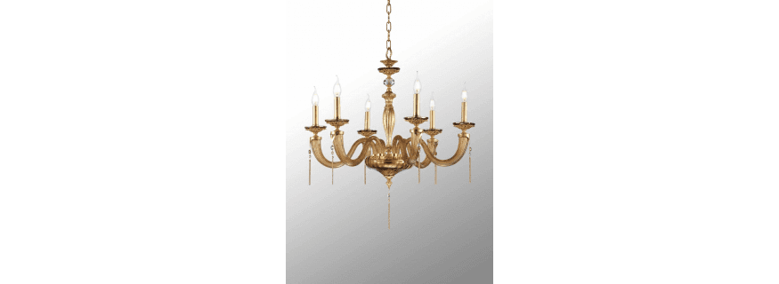 Chandelier en verre soufflé pour hôtel ou château Design Empire 6 Lumières