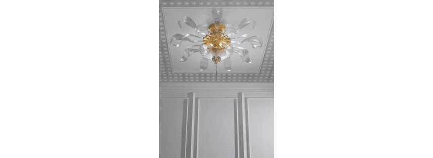 Plafonnier en verre soufflé pour hôtel ou château Design Empire 8 Lumières