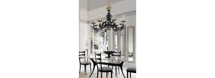 Lustre Chandelier en verre soufflé et cristal pour hôtel ou château Design Otello 8 Lumières