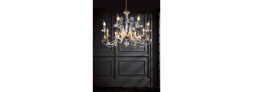 Lustre chandelier en cristal pour hôtel ou château Design Astrid 8 Lumières
