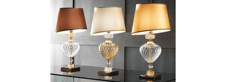 Lampe de Table en verre artisanal fabriqué main et cristal pour hôtel ou château Design Anais