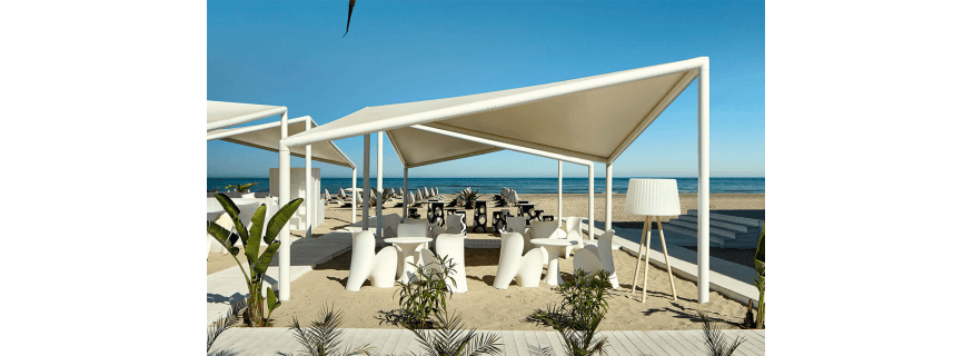 Structure pergola restaurant de plage en aluminium Design Kite