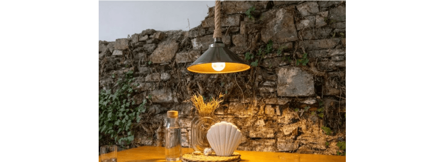 Suspension intérieure ou extérieure avec corde de jute Design Naxos IP65