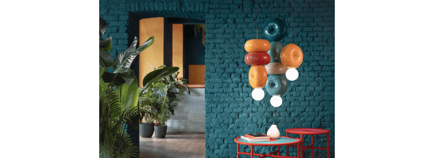 Suspension moderne en céramique Design Bumbum Nature 85 cm