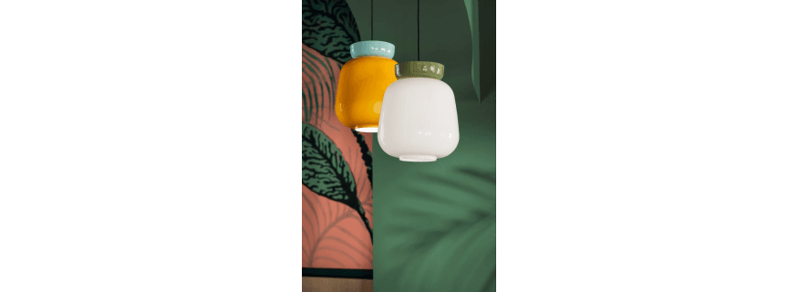 Suspension moderne bicolore en céramique peinte à la main Design Corcovado Blanc