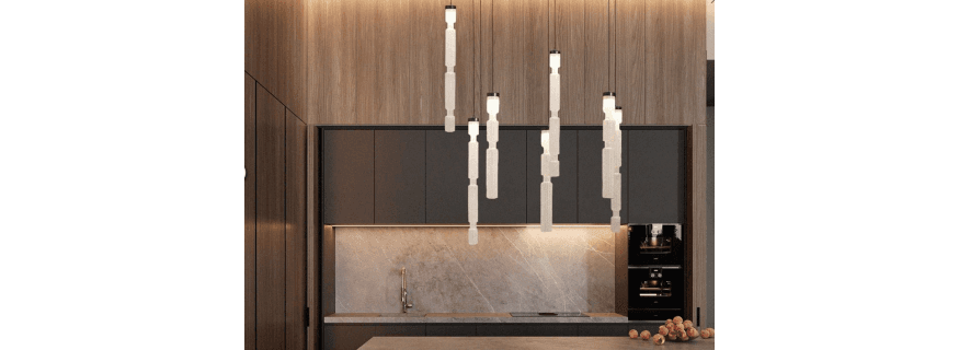 Suspension en verre strié Design Sagano