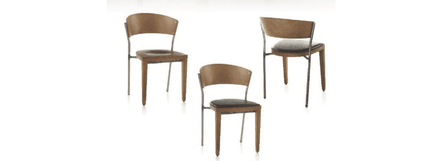 Chaise mixte acier/bois Design Carla