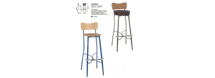Tabouret de bar mixte acier/bois avec repose pieds Design Helena
