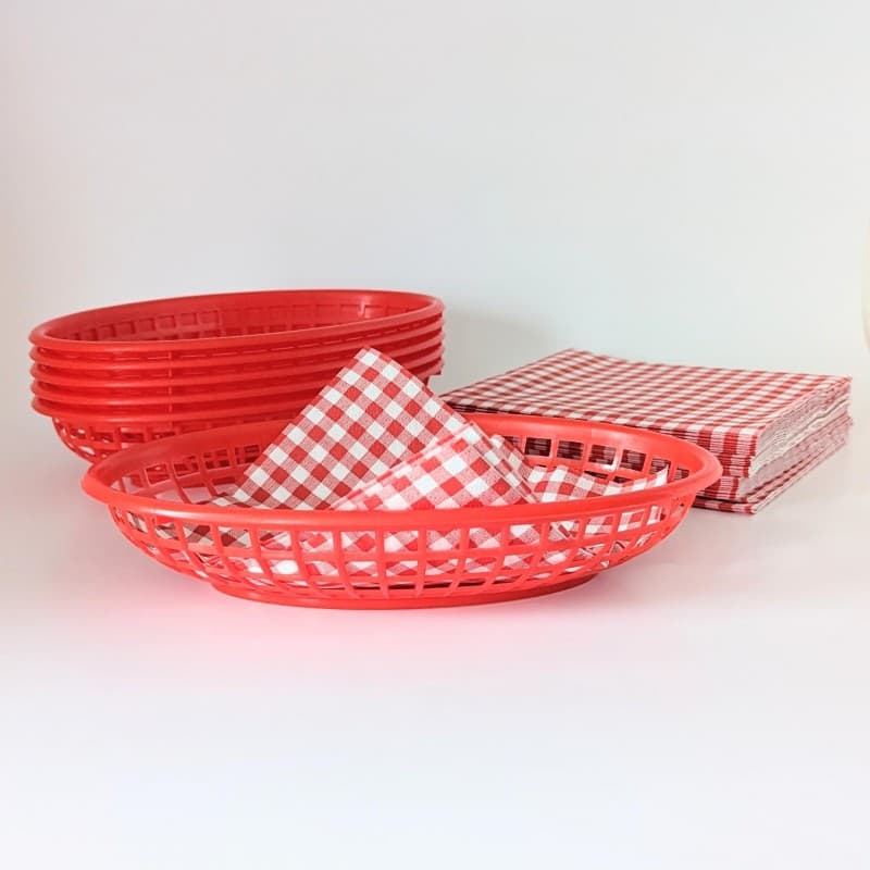 Ensemble panier de service à Hot Dog avec serviettes