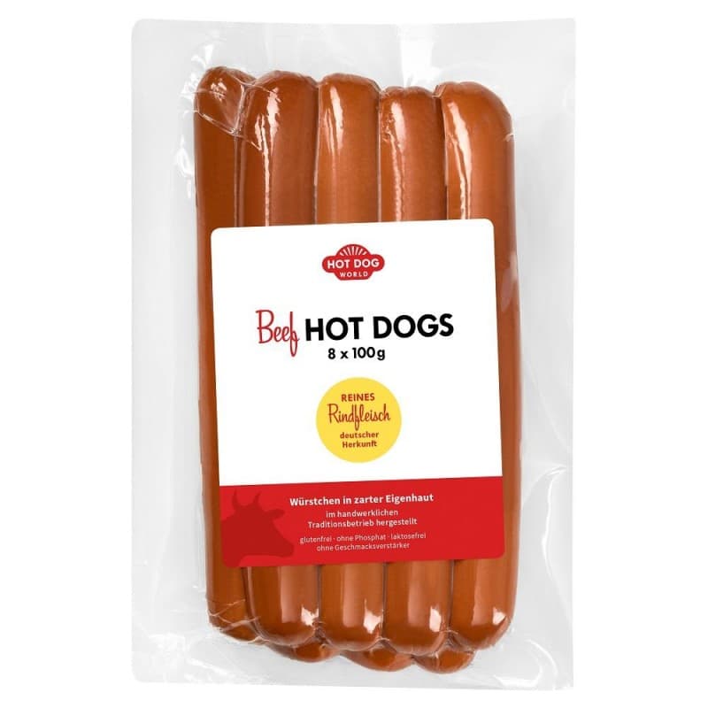 Saucisses Hot Dogs pur boeuf grand format "Jumbo" 8 x 100g