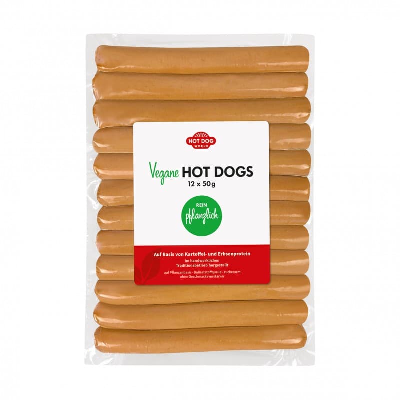 12 saucisses Hot Dogs véganes 50g - 16 cm