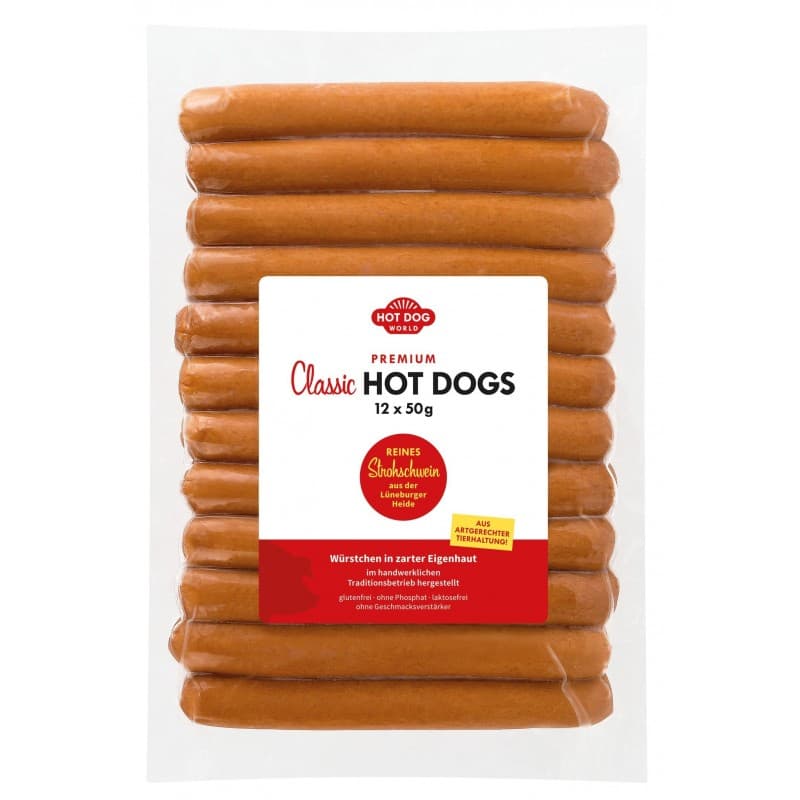 12 Saucisses Hot Dogs 50g au "porc de paille"