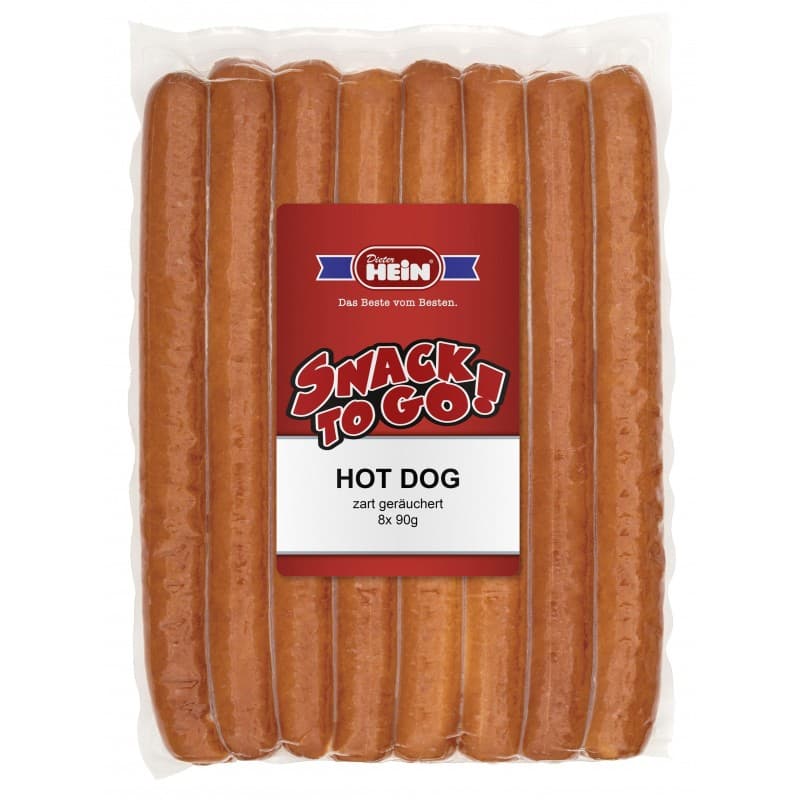 Saucisses Hot Dogs "DIETER HEIN" 8 x 90 g - NON RÉFRIGÉRÉ - Nouveau