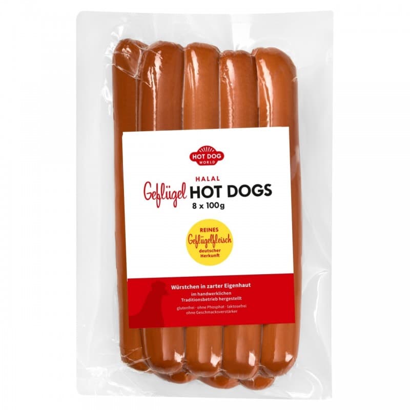 Pack Hot Dogs volaille 88 "Jumbo" Halal (100g) - saucisses et pains