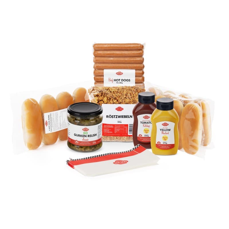 Pack Hot Dogs "découverte" 12 saucisses et pains "American Party"