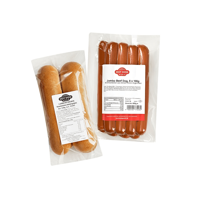 Pack Hot Dogs pur BOEUF grand format "Jumbo" (88 saucisses et pains de 20cm)