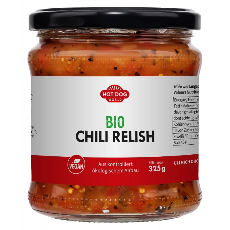 Garniture "Relish" à Hot Dog Chili Bio 325 g (vegan) - légèrement épicé