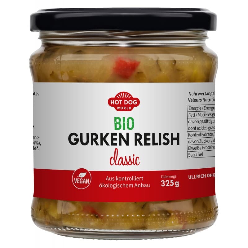 Garniture à Hot Dogs Relish concombre bio "Classic" 325g
