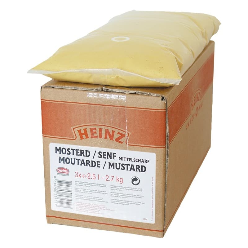 Moutarde douce américaine HEINZ en pochons 3 x 2,5L (7,5 litres)