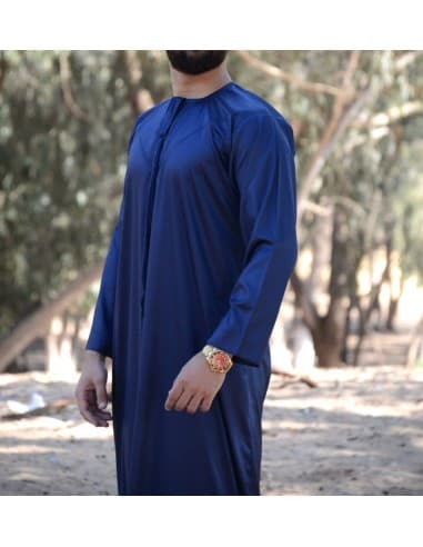 Qamis Emerati Bleu Nuit Satiné S - Custom Qamis