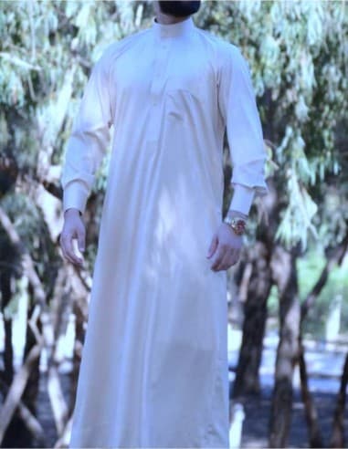 Qamis Saoudien Beige Satiné -Qamis Mastour XXL