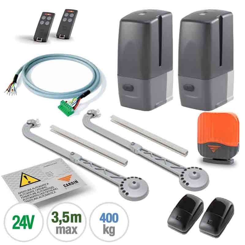 Kit complet a bras droits pour portails battants - cardin kt-bl3924mcd